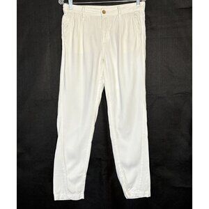 ANTHROPOLOGIE Women Tapered Leg Pants Sz 26 Ivory Lyocell Mid Rise Everyday 65-7